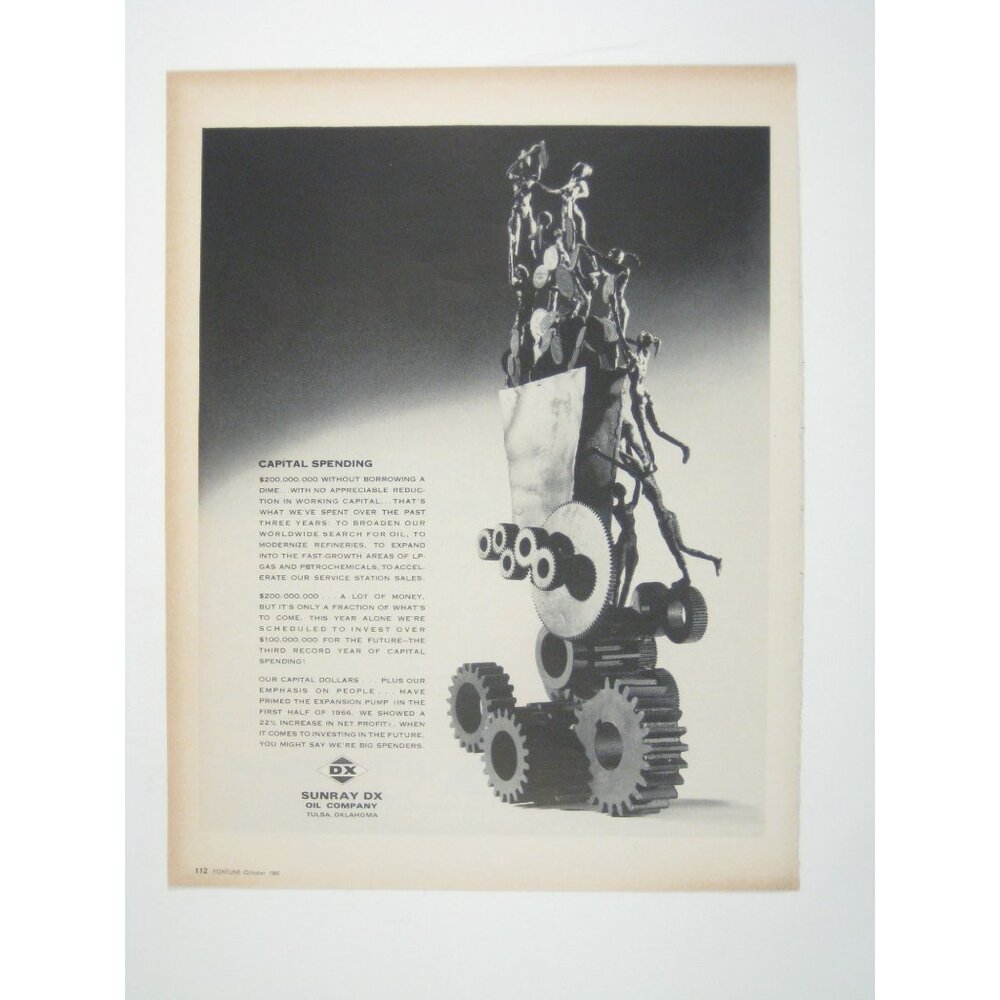 Vintage 1960s Sunray DX Capital Spending Print Ad Sculptural Art Steam Punk